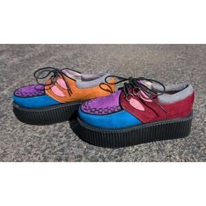 RoseG Punk Lace Up Platform Creepers Shoes Youth Sz 4Y wmns 5.5 Retro 90s Suede